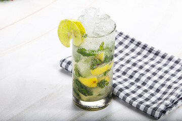 Fototapeta premium Mojito cocktail with lime and rum
