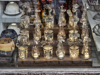Fototapeta premium Display case with local handicrafts, Jindřichův Hradec, Czech Republic