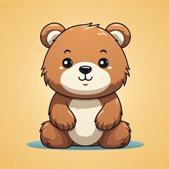 Fototapeta premium Charming and Youthful Flat Bear Illustration with Soft, Fun Colors