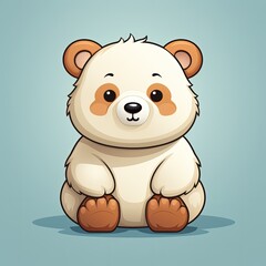 Obraz premium Charming and Youthful Flat Bear Illustration with Soft, Fun Colors