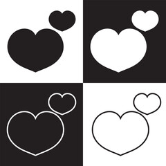 A big white and black heart. Isolated on white and black background. Vector illustration EPS 10