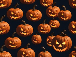seamless pattern carving pumpkin jack o lantern background