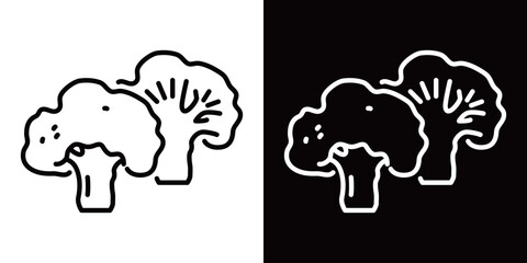 ブロッコリーの断面のシンプルなラインアイコン