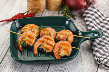 Grilled king prawn skewer snack