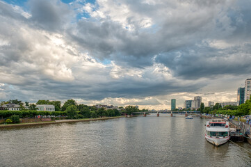 Frankfurt, a central German city on the Main River, Germany