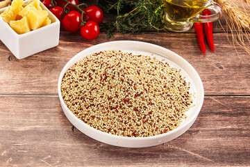Raw dry quinoa seeds cereal