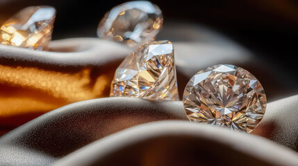 Naklejka premium stunning arrangement of sparkling diamonds on luxurious fabric