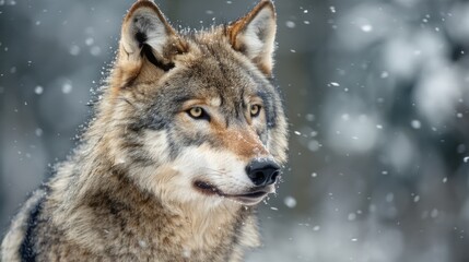Fototapeta premium Snow Animal. Grey Wolf (Canis lupus) - A Majestic Predator in the Wild