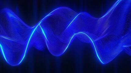 Fototapeta premium Abstract blue wave pattern with glowing lines creating a sense of movement and energy.