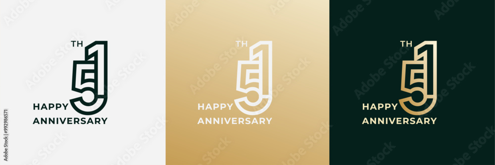 Wall mural logo 51th, 51 years anniversary, creative design template for celebration, greeting and invitation. 