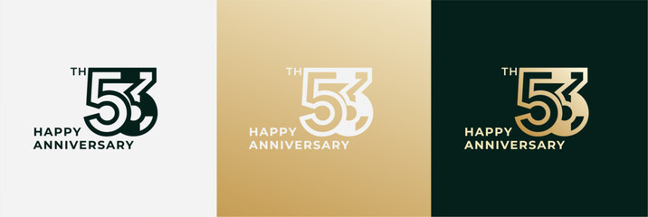 Logo 53th, 53 years anniversary, Creative template for celebration, birthday, greeting and invitation. Editable file