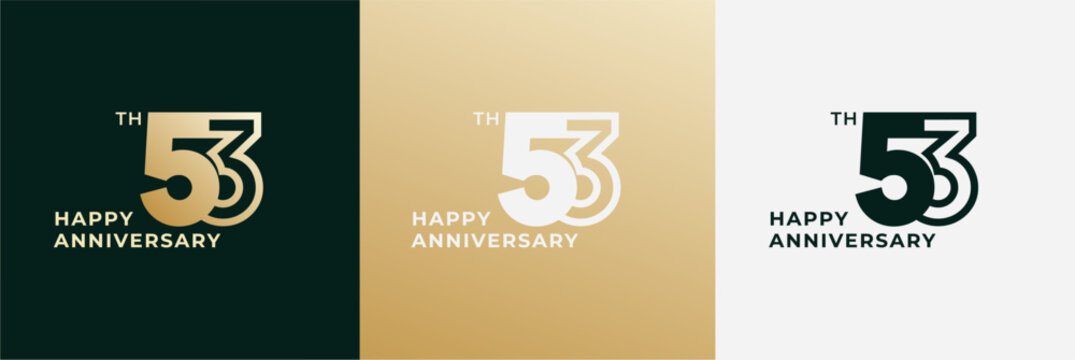Logo 53th, 53 years anniversary, Creative design template for celebration, birthday and invitation. Editable file