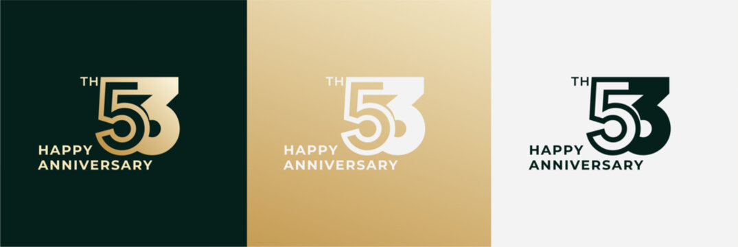 Logo 53th, 53 years anniversary, Creative design template for celebration, birthday, greeting. Editable file