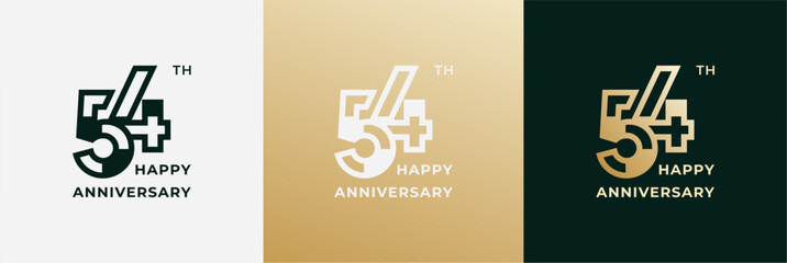 Logo 54th, 54 years anniversary, design template for celebration, birthday, greeting and invitation. Editable file