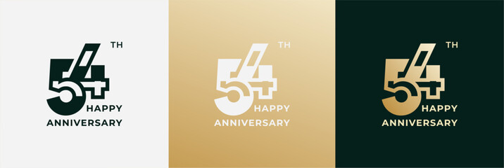 Logo 54th, 54 years anniversary, Creative design template for celebration, greeting, birthday and invitation. Editable file