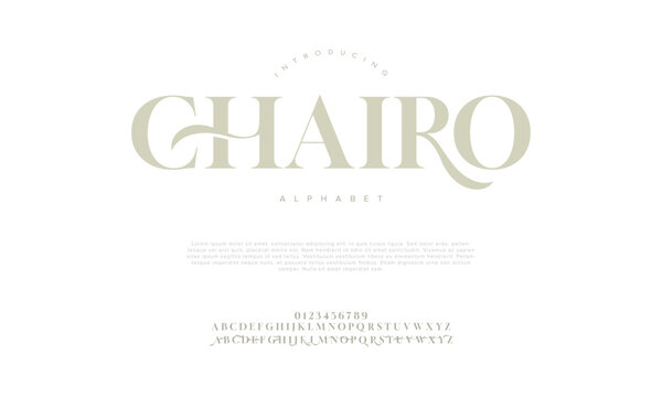 Chairo typography beauty fashion elegant minimalist serif italic fonts decorative wedding vintage retro logos. Minimal luxury font alphabet logo. Vector illustration