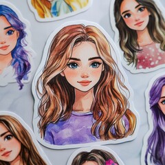Obraz premium Watercolor Girl Sticker.