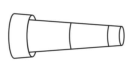 Simplistic black and white line art of a telescope. Ideal for space exploration, navigation, maritime themes, astronomy, and adventure. Minimalist design can be used in educational or informative