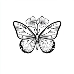 Obraz premium Butterfly Flower Line Art.
