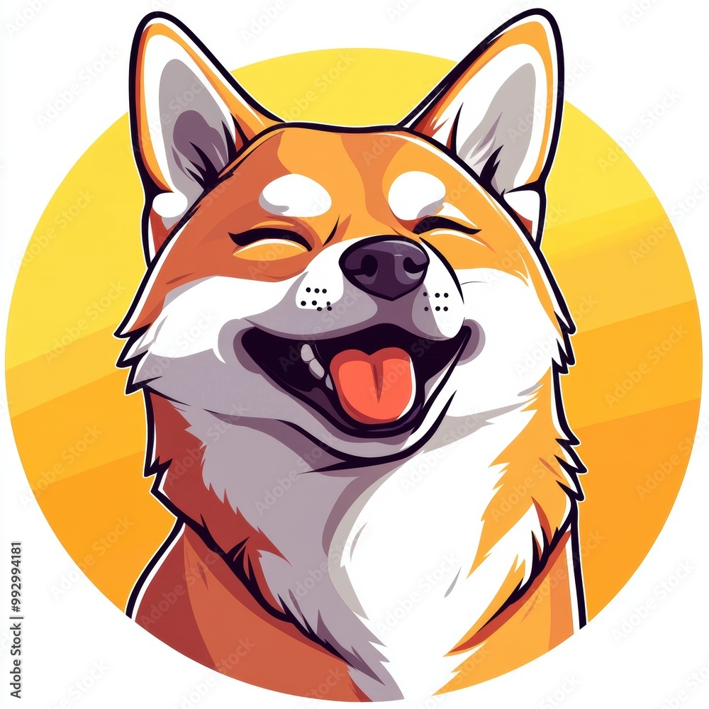 Canvas Prints happy shiba inu.