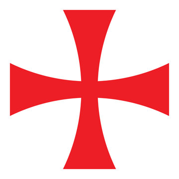 Knights Templar cross, vector illustration of red cross shape, isolated on white