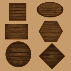 collection of geometric shapes with realistic imitation of wood texture