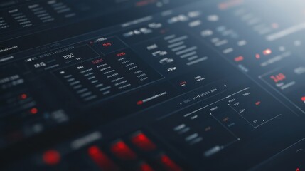 A digital interface displaying data analytics and control panels in a futuristic design.