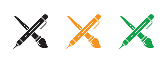 Brush icon set vector on white background