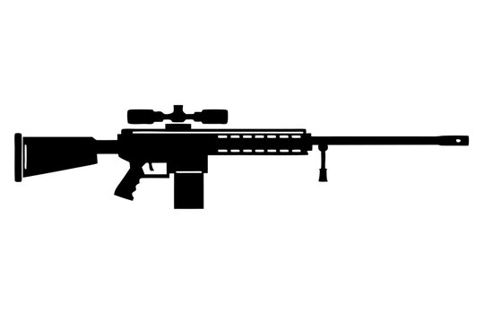 black sniper rifle silhouette on white clip art preview