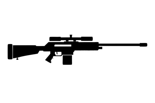 black sniper rifle with scope clip art preview