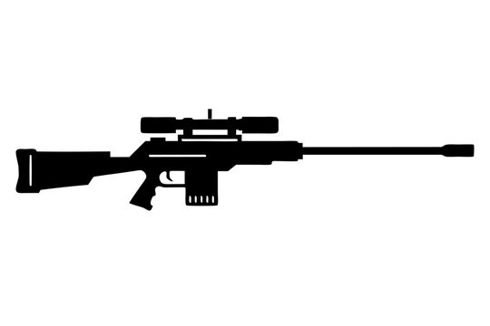 black sniper rifle with scope clip art preview