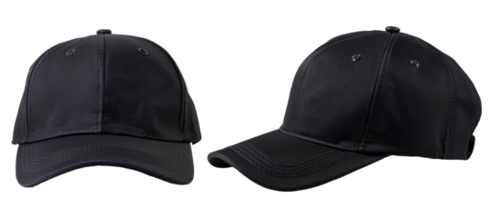 black cap in two views isolated on white background
