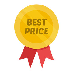 Best price badge with red ribbon. Gold badge isolated on white background