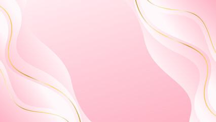 Elegant pink luxury background. Abstract wave dynamic wallpaper with gold lines. Template banner background for beauty products, sales, ads, events, web and pages