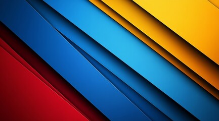 Obraz premium Vibrant abstract design with colorful diagonal blue, yellow, and red stripes