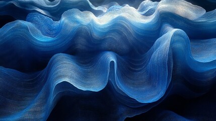 Elegant Blue Textile Waves in Abstract Composition