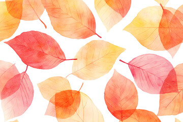 Autumn Leaves Falling on White Background