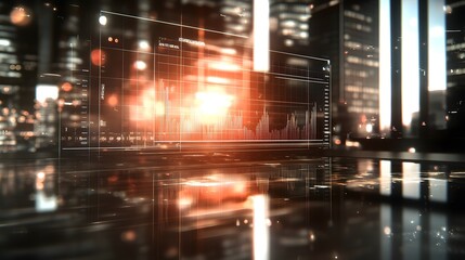 Naklejka premium Futuristic Finance Data Visualization in Urban Setting