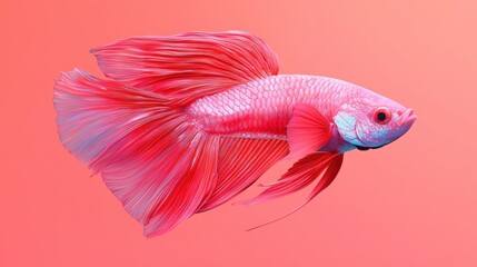 Fototapeta premium Colorful betta fish gracefully swimming against a vibrant background.