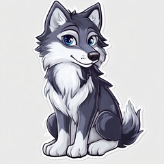 Obraz premium Cute Cartoon Wolf.