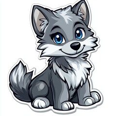 Obraz premium Cute Cartoon Wolf.