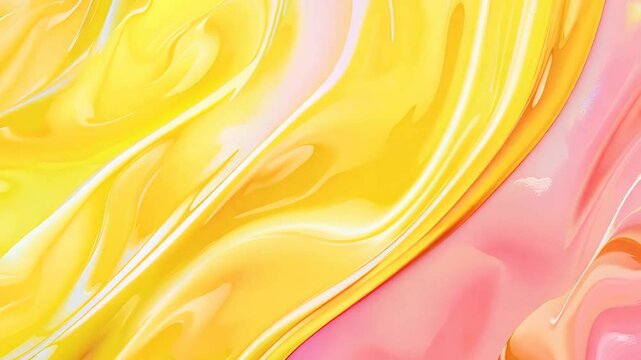 Vivid Abstract Background with Yellow and Pink Swirling Liquid Patterns