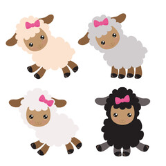 Cute little sheep vector cartoon illustration