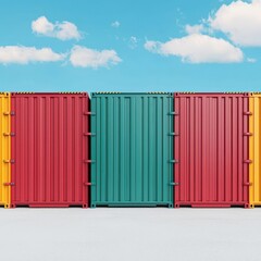 Fototapeta premium Colorful shipping containers against a clear blue sky
