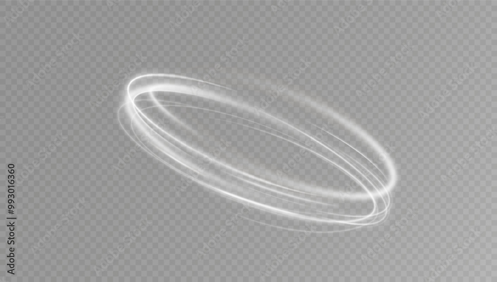 Poster Light white Twirl. Curve light effect of white line. Glowing white spiral. The effect of high-speed abstract lines. Rotating shiny rings.	