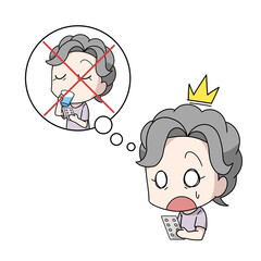 薬を飲み忘れた高齢女性のイラスト