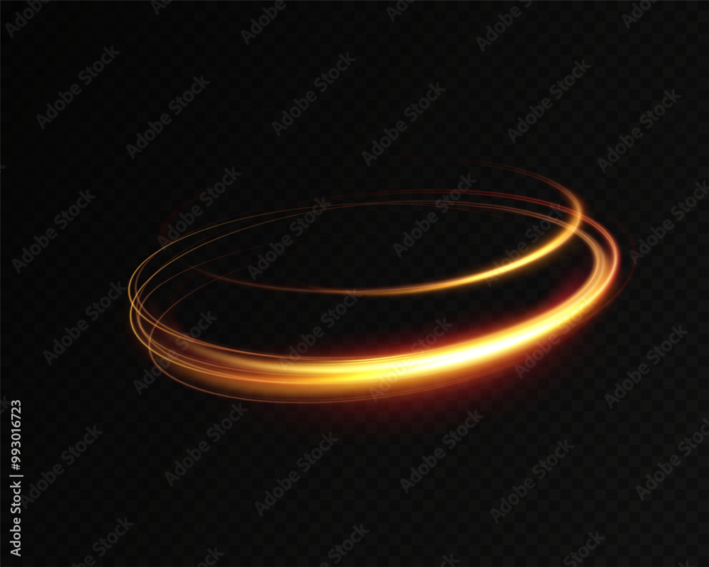 Wall mural shiny vortex rings shimmer on a transparent background. sparkling circles with light effect. light c