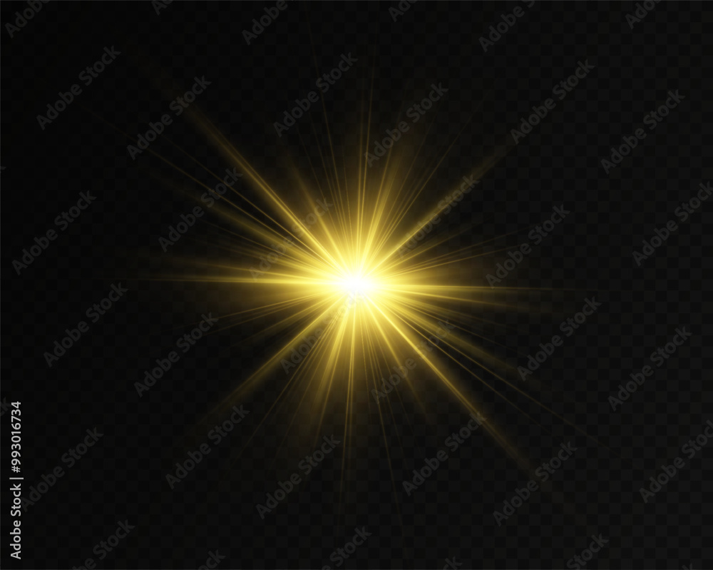 Aufkleber White glowing light explodes on a transparent background. with ray. Transparent shining sun, bright flash. Special lens flare light effect.	