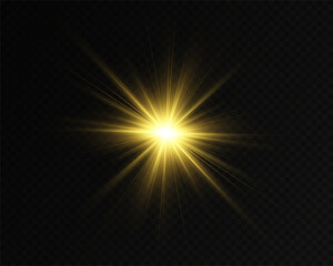 White glowing light explodes on a transparent background. with ray. Transparent shining sun, bright flash. Special lens flare light effect.	