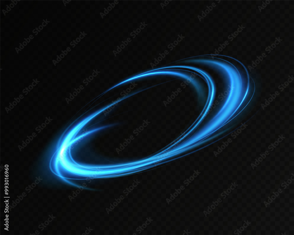 Poster Blue neon ring. Glowing circle. Glow effect. Round light frame. abstract light lines of movement and speedAbstract light lines of movement and speed. light blue ellipse.	